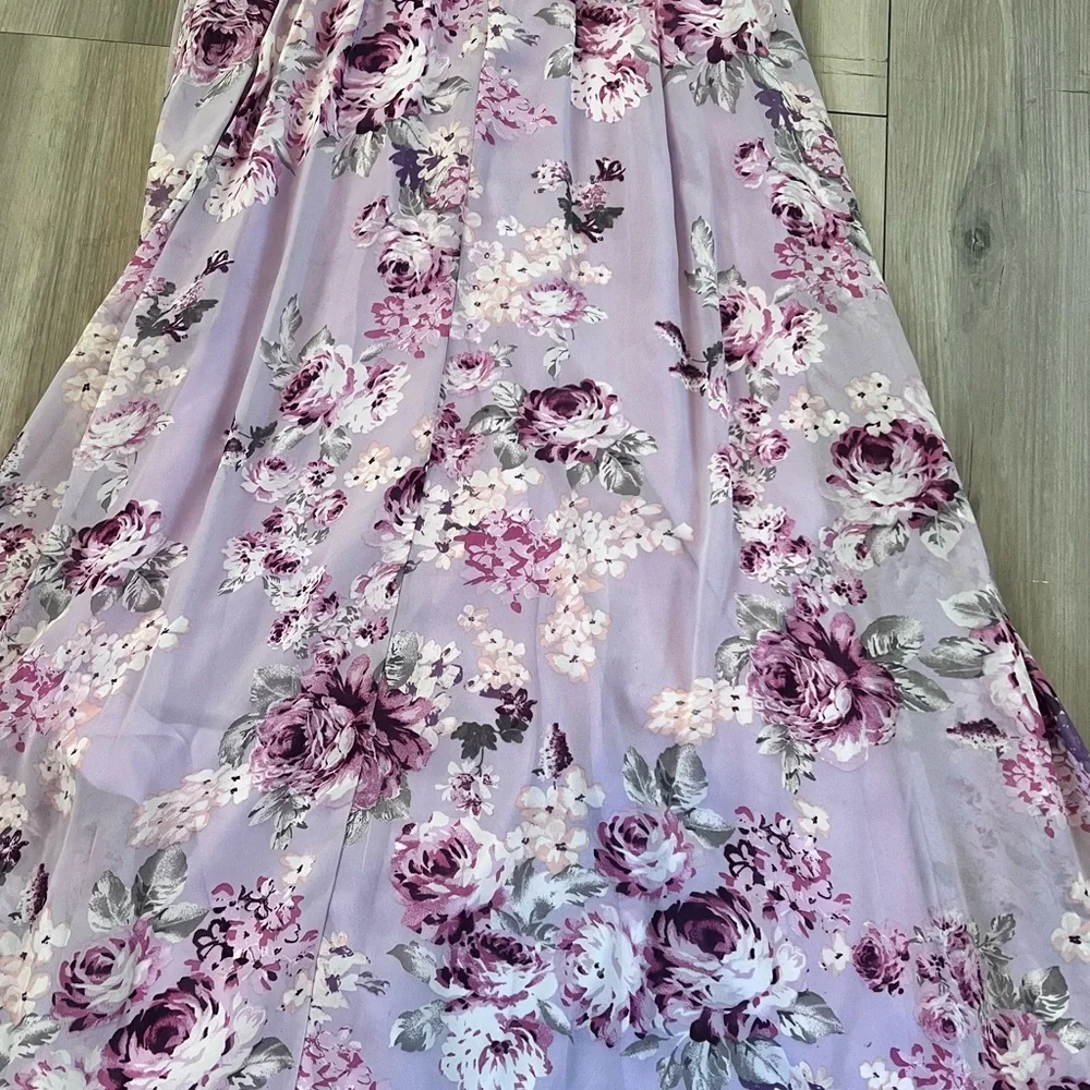 Lulus Floral Maxi Dress Formal Lilac Purple Gown Bridesmaid Womens XS